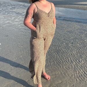 Francesca’s brand leopard print jumpsuit